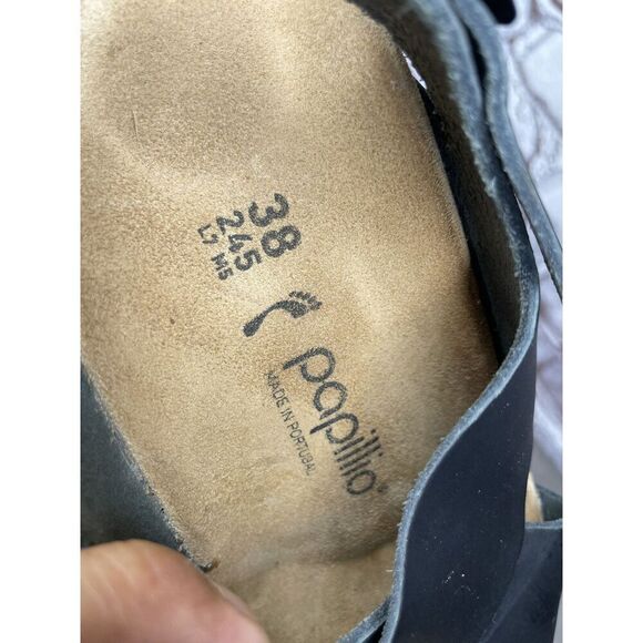 Papillio Birkenstock Samira Black Leather Cork Wedge Sandals Women Sz 38EU/7M US - Picture 5 of 16